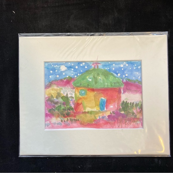 Southwest Church”An Original Watercolor Painting Matted 5"x7" Arches Paper - Picture 5 of 7